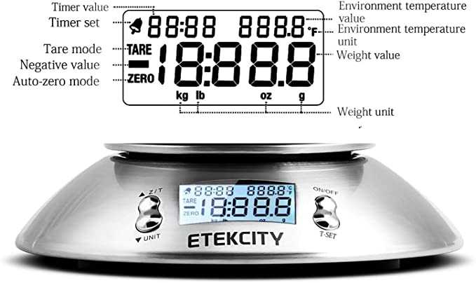 Digital Food Scale with Bowl - Stainless Steel