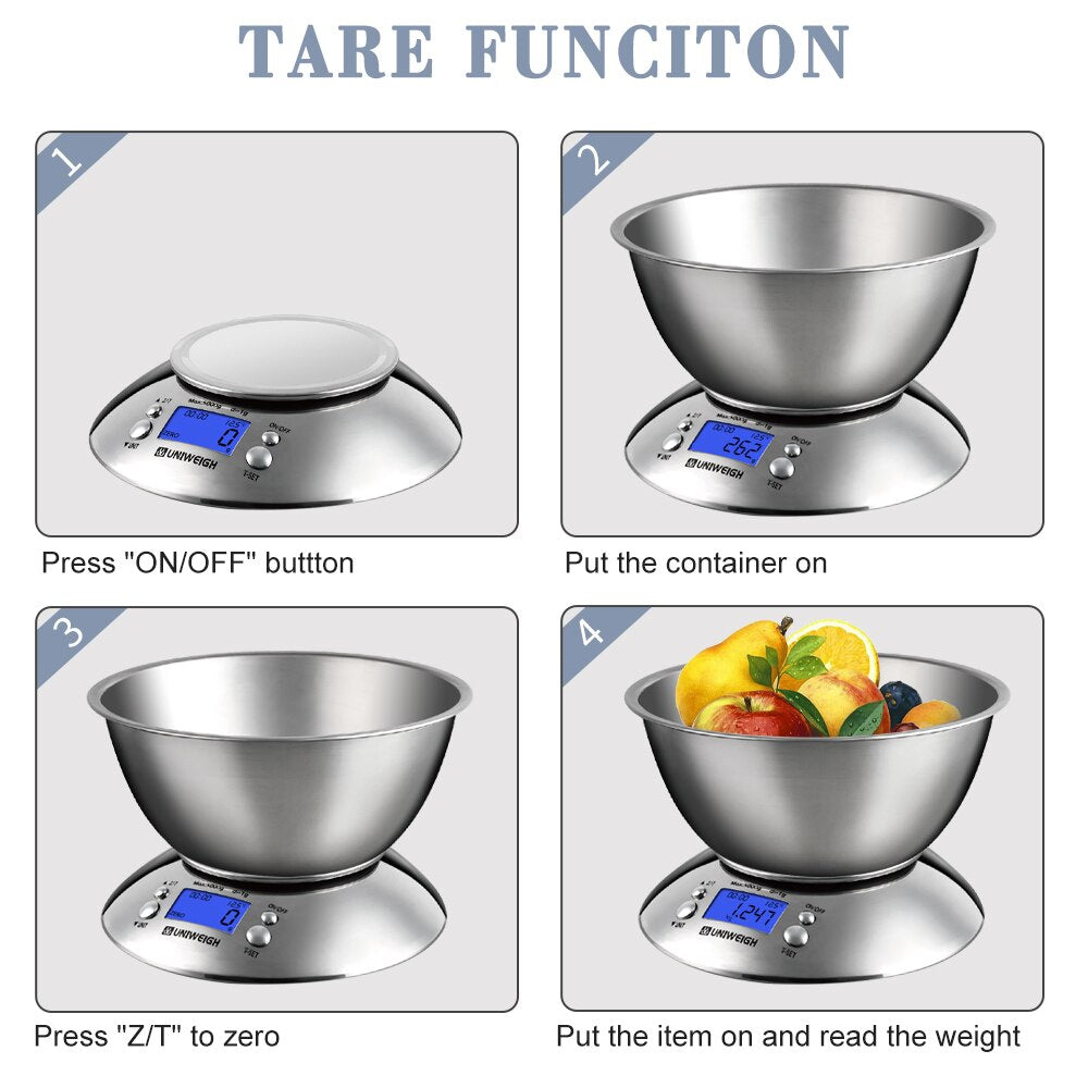 Digital Kitchen Scale with Removable Bowl