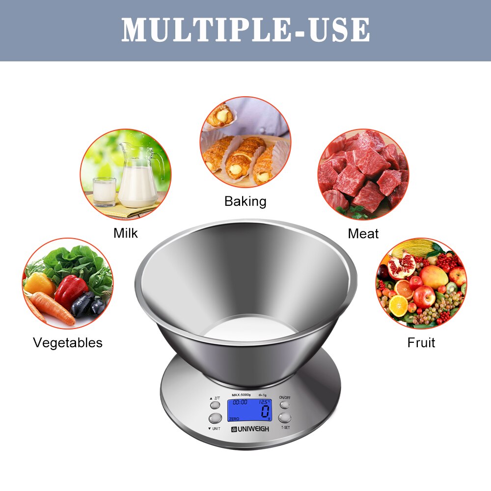 Digital Kitchen Scale with Removable Bowl